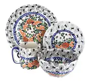 Blue Rose Polish Pottery Trick or Treat 16 PC Dinnerware Set