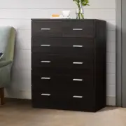 6 Drawers Tallboy Storage Cabinet Bedroom Dresser Home Elegant Furniture Walnut