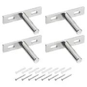 4 Set Floating Shelf Bracket 2", T Brackets for Shelves with Screws, Silver