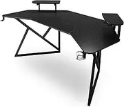 MIUZ Gaming Desk Large Size Gaming Waterproof Office Desk Carbon Fiber Table with Cup Holder and Headphone Hook (Black)