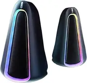 JSEIAJB Mode Stereo Desktop Speaker Connection Gaming 3.5mm Interface RGB Home Computer Speaker(White-Dinosaur Doodle4)