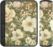 Retro Flower Pattern Vintage 2 Pack car seat Strap Pads, Protects Your Neck and Shoulders, seat Belt Protector for Truck Van Van 10x7.7 in Protector para cinturón de carro