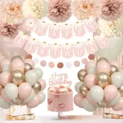 Blush Beige Birthday Decorations, Birthday Party Décor for Women Girls, Boho Bir
