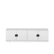 European Cabinetry White Slim Half Moon Black Handles Bucharest TV Unit
