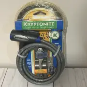 NEW Kryptonite Steel Cable Bike Lock 5' x 8mm 2 Keys, Carry Bracket, Clock Key