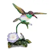 Bejeweled Flying Hummingbird Trinket Box