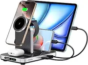 SwanScout Wireless Charger for Apple, 5 in 1 Charging Station for Multiple Devices, for iPhone 16/15/14/13 Series, for Apple Watch Ultra 2/10/9/8/7/6, for AirPods/iPad/Tablet/Switch, SwanScout 901M