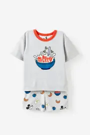 [Cotton On Kids] Cotton On Kids - Damon Short Sleeve Pyjama Set License - Lcn dis cloud marle/breakfast mickey 5 LCN DIS CLOUD MARLE/BREAKFAST MICKEY