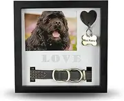Pet Memorial Picture Frame Shadow Box - Dog Gift Keepsake wCollar Mount and Heart Hook Forever In Memory, Remembrance Show Sympathy For Your BONUS TWO Mattes to choose from, Black