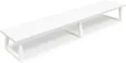 42 Inch White Monitor Riser Dual Stand Wood Desktop with Metal Legs Home Office