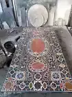 Pietra Dura Dining Table Top, Gemstone Inlay Dining Table, Black Marble Table