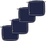 4 Pack Outdoor Cushion Washable Covers 20" X 20" X 4"Inch, Water-Resistant Seat Slipcovers, Patio Furniture Covers with Zipper and Tie, Navy (Only Covers)