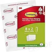 Command Small Picture Hanging Strips, Value Pack - 8 Pairs (16 Strips) Adhesive Strips in White - for Pictures, Frames, Mirrors, Wall Decor - Damage Free Hanging