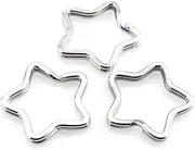 Heyous 10pcs Creative Flat Key Ring Silver DIY Metal Key Holder Keyring Keychain Hoop Loop Star Shape