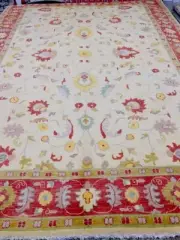 Large Oriental Afghan Chobi Hand made Knotted Wool Rug Carpet Floor Room 377x270