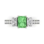 1.74 Emerald Round 3 Light Sea Green Promise engagement Ring 14k White Gold