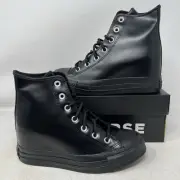 Converse Women's Chuck Taylor All Star Wedge Platform Leather High-Top Black