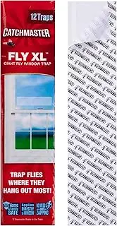 Catchmaster Window Fly Traps 12-Pack XL, Fruit Fly Traps for Indoors, Disposable Bulk Bug Catcher, Waterproof Insect Glue Trap, Adhesive Strips, Pet Safe Pest Control for Home, Kitchen, & Garage