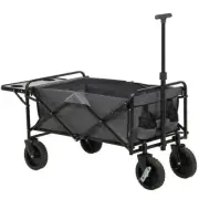 Collapsible Wagon Serving Cart - Adjustable Handle, Folding Table, Cup Holders