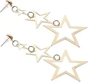 [MOLUCKFU] Five-pointed Star Earrings Dangle Earrings for Women Geometric Minimalist Star Charm