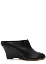 Khaite Apollo 75 Leather Wedge Mules - Black - 38 (IT38 / UK5) 38 (IT38 / UK5)