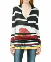 Desigual Women Jumper Sweater Multicoloured Bergo Striped Cotton Rm1 Size M