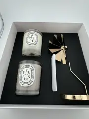 Limited Edition Diptyque scented candle set with carousel Ambre Feu De Bois
