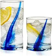 Libbey Blue Ribbon Tumbler and Rocks Drinking Glass Set of 8, Artisanal, Four-Dimpled Glass Cups Set, Clear Glassware Drinking Glasses for Daily Use