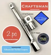 Craftsman 1/2" Drive to 3/4" Socket Adapter And 6" Extension CMMT99223 CMMT44131