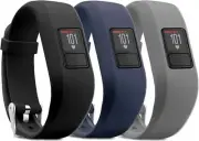 iBREK for Garmin Vivofit 3/jr/jr 2 Bands Rubber Wristbands Black, Navy, Gray 3Pk