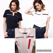 Ladies Tommy Hilfiger Split neck Logo Tracey Tshirt, T Shirt
