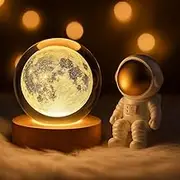 3D Moon Crystal Ball Night Light, Stunning Moon Design, Elegant Decorative Lamp for Kids, Teens, and Space Lovers, Perfect for Bedroom, Desk or Gift Use