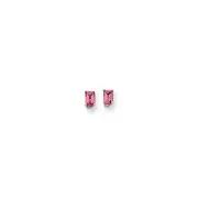 14k White Gold 6x4mm Emerald Cut Pink Sapphire Earrings