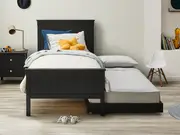 Durham Full Panel Bed Frame With Trundle - King Single / Black