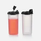 2 x Tupperware Modular Mates Round #3 Clear Oil Bottle Dripless Pour Seals Black