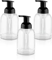 3 Pcs Foaming Soap Dispenser Clear Glass Foam Pump Bottle Refillable Liquid Soap Container Jar for Shampoo Body Hand Wash Home Kitchen - 250ml/8.5oz