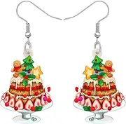 [RAIDIN] Acrylic Novelty Christmas Desserts Dangle Earrings Gifts for Women Girls Kids Cute Junk Food Cake Jewelry for Holiday Party Favors Decorations