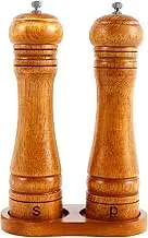 2Pcs Wooden Salt and Pepper Grinder Set Manual Pepper Mills with Adjustable Coarseness Refillable Spice Grinder for Seasonings Spices Kitchen