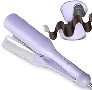 Tieumioe Hair Waver Crimper Tool Professional 1 Inch Hair Waver Iron for Beach Waves & Defined Curls - Ceramic Barrel, Adjustable Heat Settings - Purple