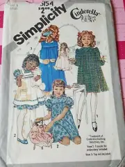 Vintage Simplicity Pattern 5154 Dresses Cinderella Jumper Pinafores Size 5 UNCUT