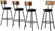 [Artiss] 4X Industrial Bar Stools Upholstered Counter Chairs Cushioned Steel Frame