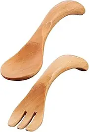 CATIEBYE Cute Kids Fork and Spoon Set 4pcs Wooden Children Tableware Portable Cutlery for Kids