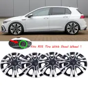 15" Set of 4 Hubcaps Wheel Cover Hub Caps fits R15 Steel Rim For Volkswagen Golf (for: Volkswagen)