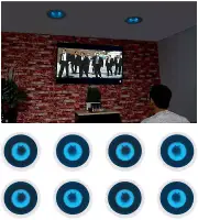 (8) Rockville HC85B-LED 8" 700 Watt In-Ceiling Home Theater Speakers w/Blue LED