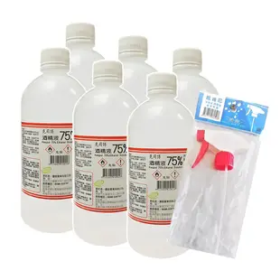 【克司博】75%酒精液(500ml*6支組+專用噴頭*1)