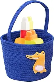 Woven Basket - Soft Storage Bin, Baby Laundry Blanket Organizer | Space-Saving Handheld Basket for Kids Room, Dog Toys, Easter, Nursery Laundry, Closet Shelf Decorative Container