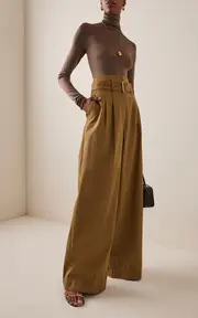 [Adam Lippes] Jericho Belted Cotton-Cashmere Twill Wide-Leg Pants
