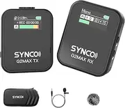 G2MAX 1-Trigger-1 2.4G Wirel Microphone System Clip-on Microphone 200M Transmission 8GB Built-in ry TFT Screen for Phone Camera Camcorder Vlog Live Interview Video