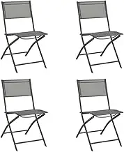 Garden Chair Folding Outdoor Chairs 4 pcs Grey Steel and Textilene Patio Seating