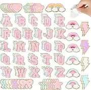 Chenille Patches Self Adhesive for DIY Clothing: NICEVINYL 152PCS Varsity Letter Patches Sticker - Preppy Lightning Star Heart Rainbow Cute Chenille Patches for Hats,Backpacks,Bags,Jackets